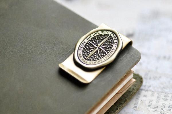 Message Wax Seal Enamel Journal Clip | Star | Shine - Backtozero B20 - antique gold, clip, enamel, her, him, journal clip, lapel, message pin, metal, metal pin, money clip, newarrivals, shine, Silver, soft enamel, star, starry, wax seal, wax seal pin