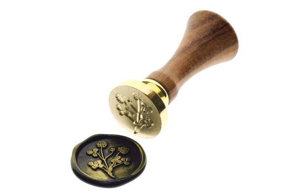 Clover Flower & Leaf Wax Seal Stamp - Backtozero B20 - black, botanic, clover, flower, gold metallic powder, leaf, leaves, metallic powder, Nature, newarrivals, Signature, signaturehandle, spring