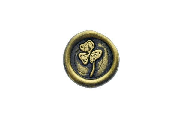 Mini Clover Leaf Wax Seal Stamp - Backtozero B20 - black, botanic, Botanical, clover, gold, gold dust, gold powder, Leaf, mini, Nature, newarrivals, Shamrock, spring