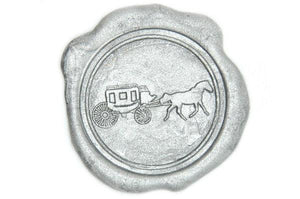 Horse Carriage Wax Seal Stamp - Backtozero B20 - Animal, Carriage, Coach, genericlonghandle, Horse, Horse Carriage, Silver, Wedding