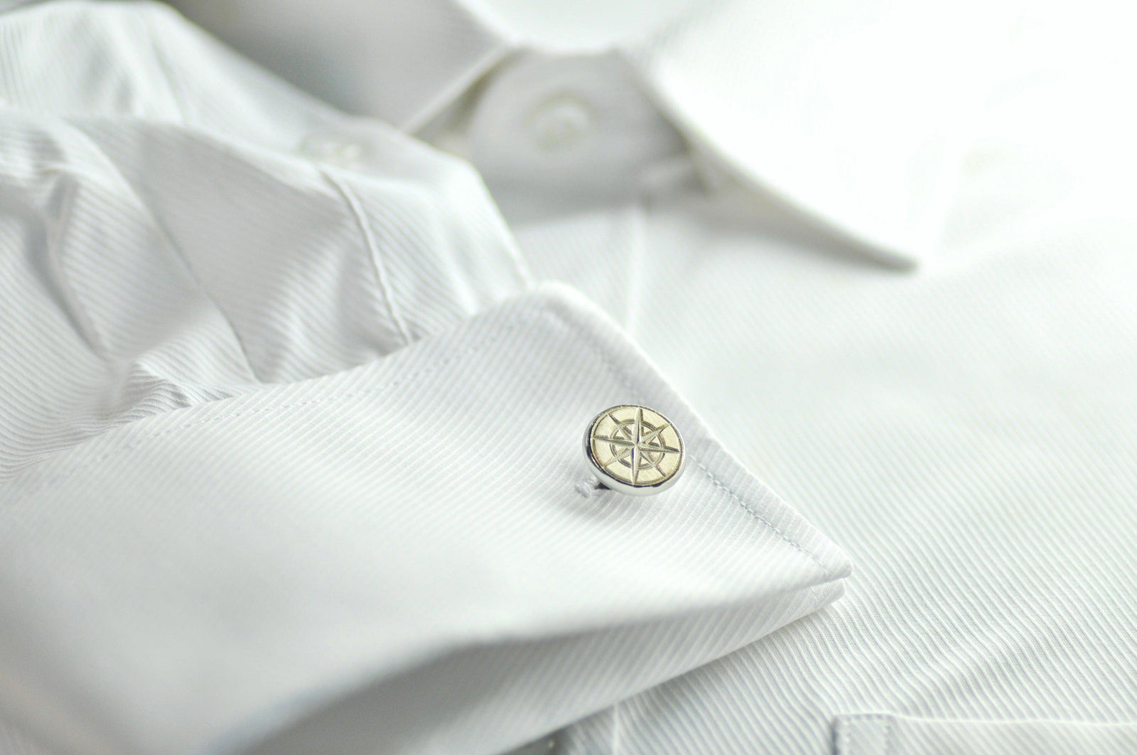 Compass Signet Cufflinks - Backtozero B20 - 14mm, brass, cufflinks, him, signet, stainless steel