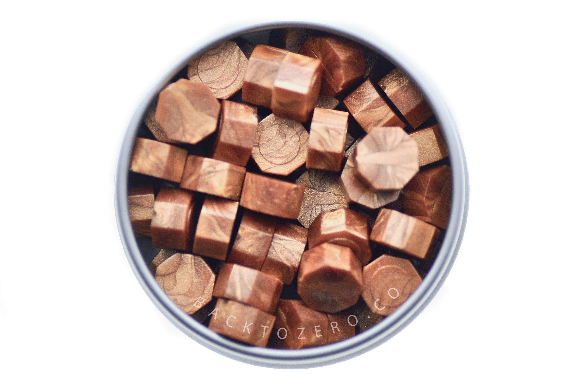 Copper Octagon Sealing Wax Beads - Backtozero B20 - copper, metallic, octagon bead, sealing wax, tin, Wax Beads