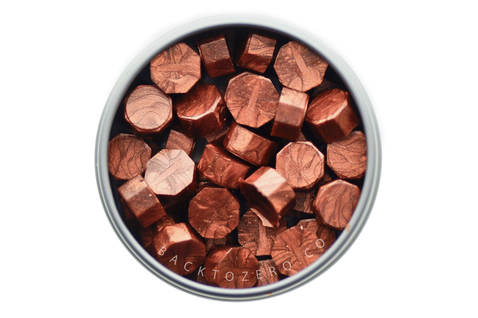 Copper Red Octagon Sealing Wax Beads - Backtozero B20 - copper, copper red, metallic, metallic red, octagon bead, red, sealing wax, tin, Wax Beads