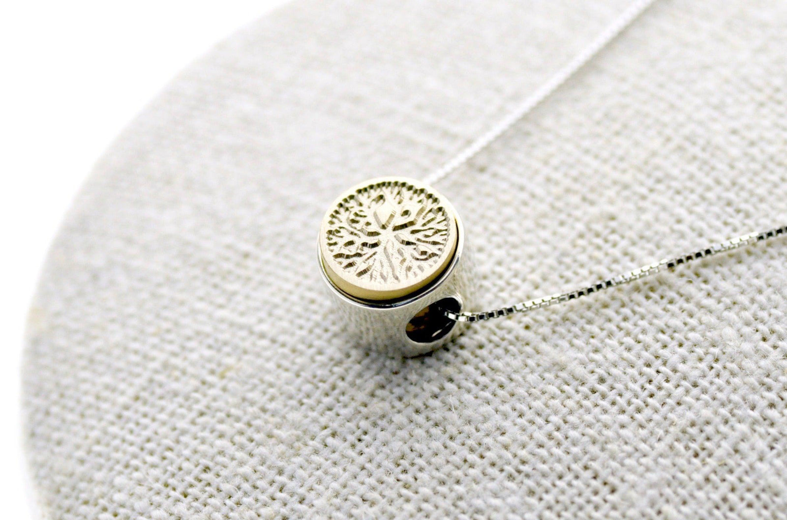 Coral 2-Side Floating Signet Necklace - Backtozero B20 - 10mm, 10mm necklace, 2sidenecklace, bead, brass, charm, floating, minimal, minimalnecklace, necklace, signet, signet necklace, silver