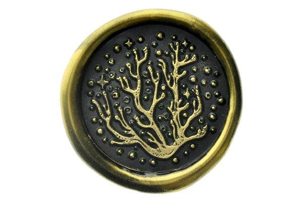 Stars & Dots Coral Wax Seal Stamp - Backtozero B20 - Black, Coral, dots, gold powder, marine, newarrivals, ocean, sea, Signature, signaturehandle, stars
