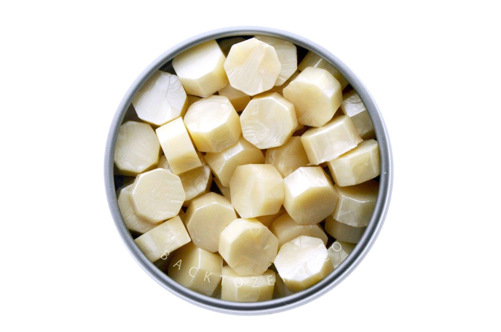 Cream Octagon Sealing Wax Beads - Backtozero B20 - cream, octagon bead, sealing wax, tin, Wax Beads