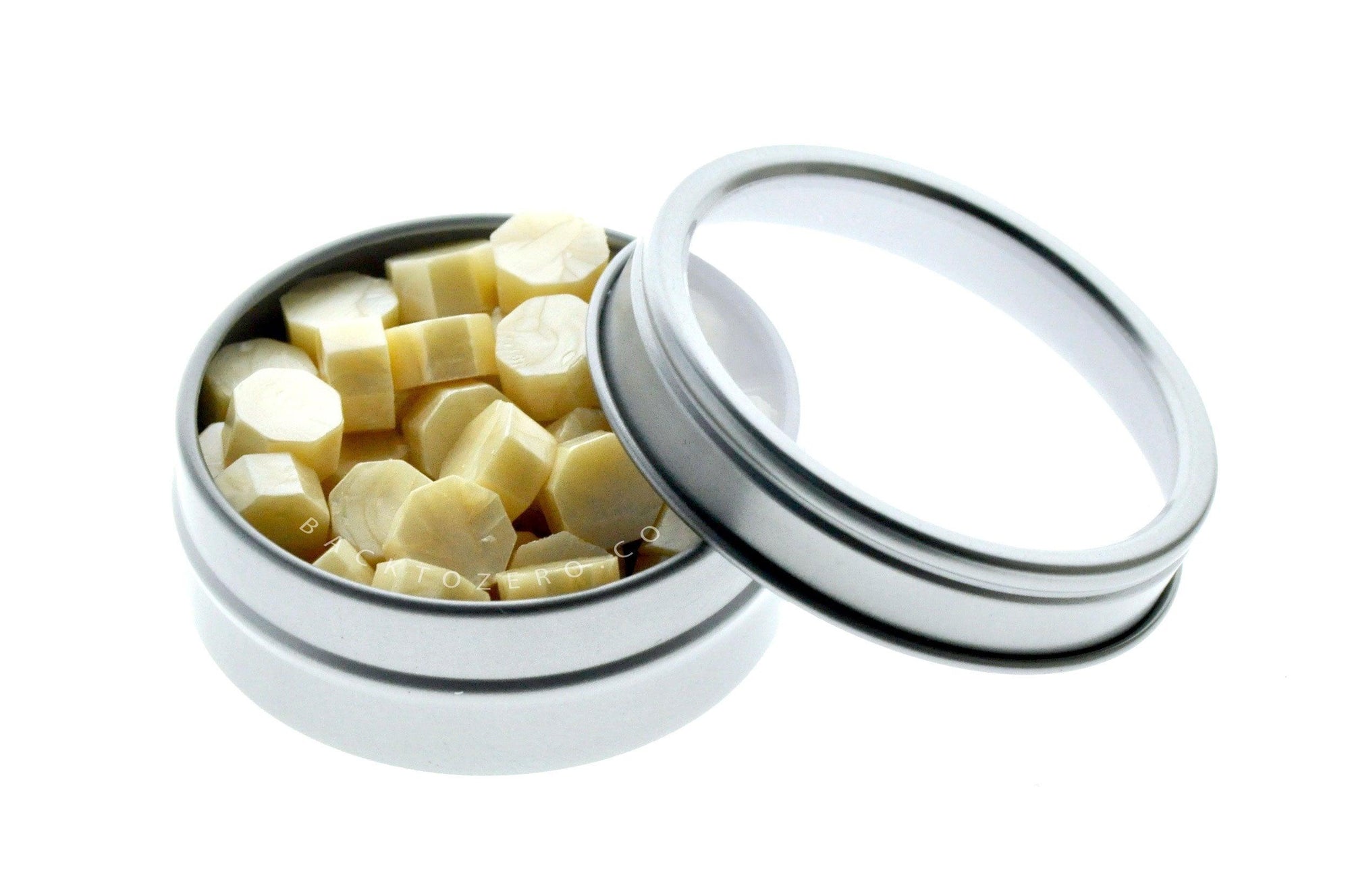 Cream Octagon Sealing Wax Beads - Backtozero B20 - cream, octagon bead, sealing wax, tin, Wax Beads