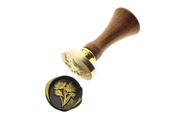 Crocuses Flowers Wax Seal Stamp - Backtozero B20 - Black, botanic, Botanical, bud, crocuses, flower, gold, gold dust, gold powder, Leaf, Leafs, Leaves, Nature, newarrivals, oval, Signature, signaturehandle, spring