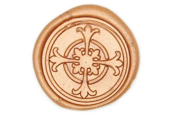 Cross Wax Seal Stamp - Backtozero B20 - Copper Gold, Cross, Deco, Decorative, genericlonghandle