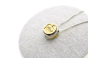 Crown Floating Signet Necklace - Backtozero B20 - 12mm, 12mm necklace, bead, brass, charm, floating, minimal, minimalnecklace, necklace, signet, signet necklace, silver