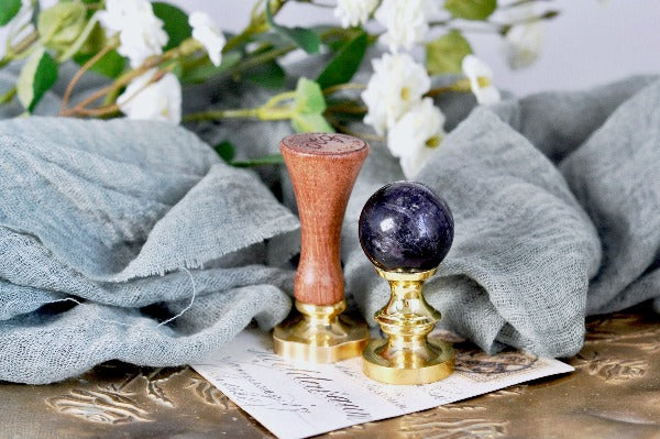OOAK Amethyst Crystal Ball Wax Seal Handle - Backtozero B20 - amethyst handle, ball, ball handle, crystal, crystal ball, crystal handle, handle, natural stone