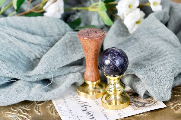 OOAK Amethyst Crystal Ball Wax Seal Handle - Backtozero B20 - amethyst handle, ball, ball handle, crystal, crystal ball, crystal handle, handle, natural stone