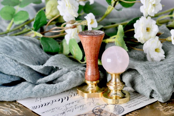 OOAK Rose Quartz Crystal Ball Wax Seal Handle - Backtozero B20 - ball, crystal ball, crystal handle, handle, pink, pink quartz, stone