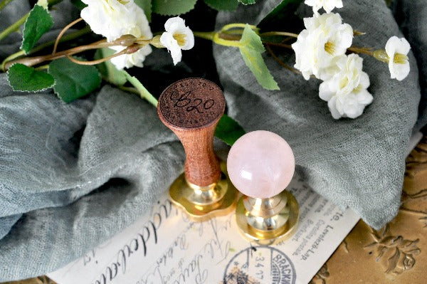 OOAK Rose Quartz Crystal Ball Wax Seal Handle - Backtozero B20 - ball, crystal ball, crystal handle, handle, pink, pink quartz, stone