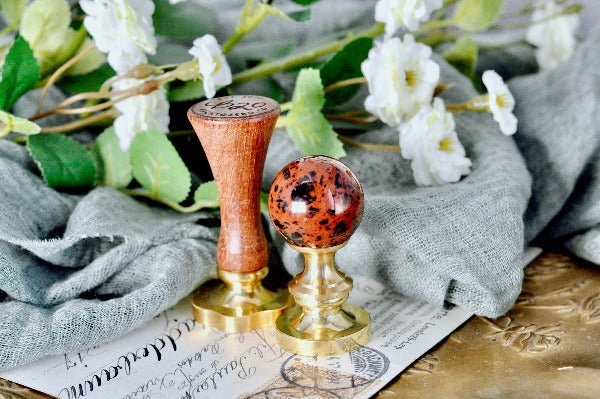 OOAK Mahogany Obsidian Crystal Ball Wax Seal Handle - Backtozero B20 - ball, black red stone, crystal ball, handle, Mahogany Obsidian