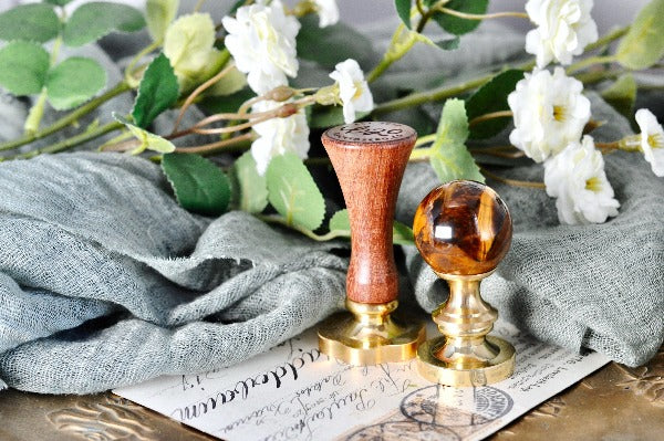 OOAK Tiger Eye Stone Crystal Ball Wax Seal Handle - Backtozero B20 - ball, crystal ball, handle, stone, tiger eye