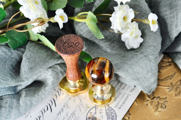 OOAK Tiger Eye Stone Crystal Ball Wax Seal Handle - Backtozero B20 - ball, crystal ball, handle, stone, tiger eye