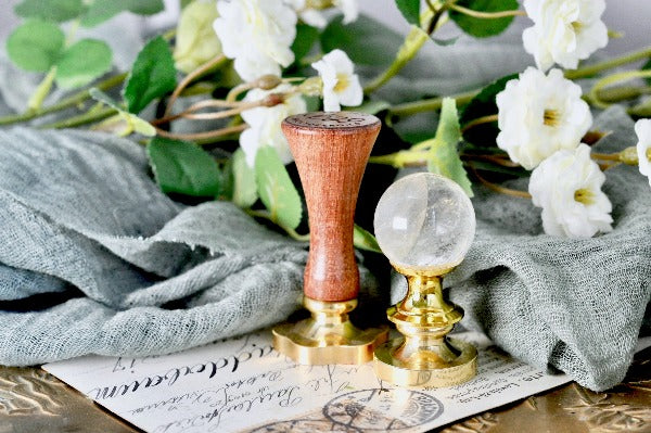 OOAK Clear Crystal Ball Wax Seal Handle - Backtozero B20 - ball, clear, clear crystal, crystal, crystal ball, handle, quartz handle, White quartz, white quartz handle