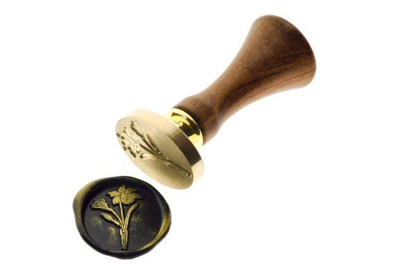 Daffodil Wax Seal Stamp - Backtozero B20 - Black, botanic, Botanical, Daffodil, floral, flower, gold, gold dust, gold powder, Nature, newarrivals, oval, Signature, signaturehandle, spring