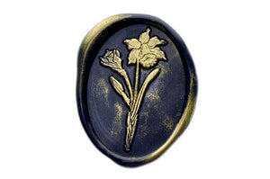 Daffodil Wax Seal Stamp - Backtozero B20 - Black, botanic, Botanical, Daffodil, floral, flower, gold, gold dust, gold powder, Nature, newarrivals, oval, Signature, signaturehandle, spring