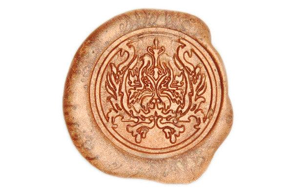 Damask Wax Seal Stamp - Backtozero B20 - Copper Gold, Damask, Deco, Decorative, genericlonghandle