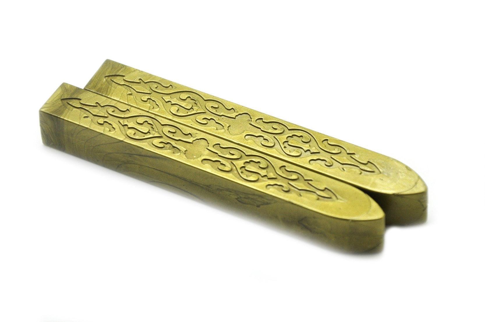 Dark Gold Non-Wick Filigree Sealing Wax Stick - Backtozero B20 - Dark Gold, filigree non wick, Metallic, Non-Wick Sitck, Non-Wick Wax, sale, Sealing Wax, Wax Stick
