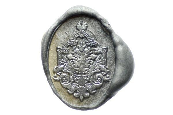 Decorative Frame Wax Seal Stamp - Backtozero B20 - Deco, Decorative, floral, genericlonghandle, Metallic, Metallic Black, metallic pewter, oval, Victorian