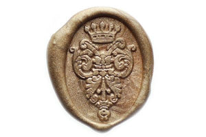 Decorative Crown Wax Seal Stamp - Backtozero B20 - Champagne Gold, Crown, Deco, Decorative, genericlonghandle, Heraldic, Metallic, oval