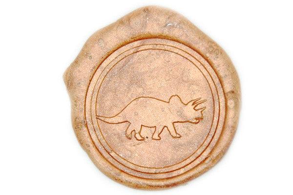 Triceratops Wax Seal Stamp - Backtozero B20 - Animal, Copper Gold, dino, dinosaur, genericlonghandle, triceratops