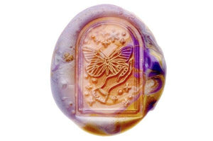 Mystical Dream Fly with the Butterfly Wax Seal Stamp - Backtozero B20 - bug, butterfly, dome, glass dome, Gold, hand, hand gesture, insect, Insects, lavender, Metallic, mystic, mystical, purple, signaturehandle, star, stars