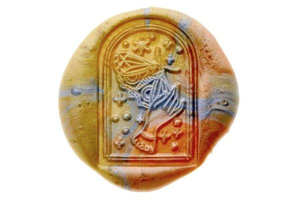 Mystical Dream Fly with the Moth Wax Seal Stamp - Backtozero B20 - bug, copper gold, dome, glass dome, Gold, hand, hand gesture, insect, Insects, Metallic, moth, mystic, mystical, signaturehandle, silver, star, stars