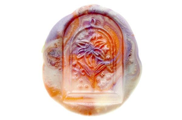 Mystical Glass Dome Lily Wax Seal Stamp - Backtozero B20 - botanic, Botanical, dome, floral, flower, flowers, glass dome, lavender, lily, Metallic, mystic, mystical, pearl, pearl white, Plant, plants, salmon, signaturehandle, star, stars