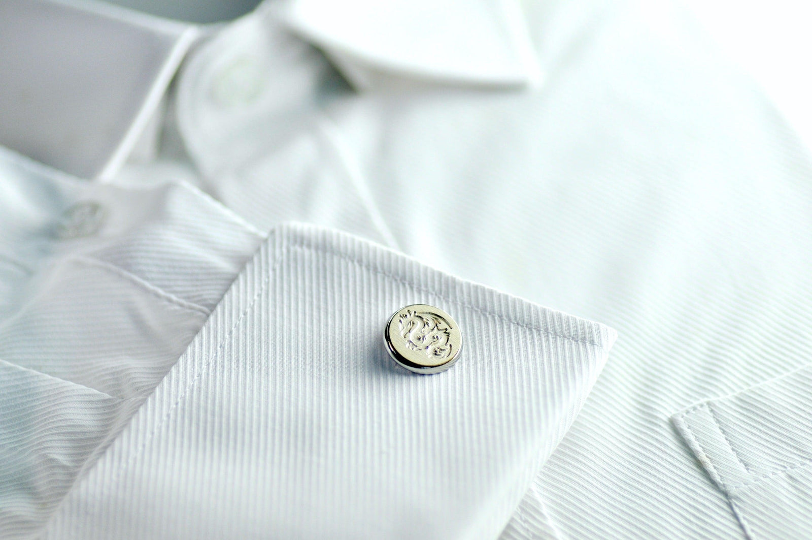 Dragon Signet Cufflinks - Backtozero B20 - 14mm, brass, cufflinks, him, signet, stainless steel
