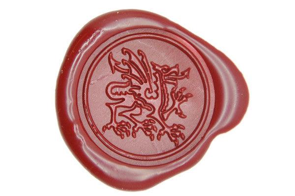 Heraldic Dragon Wax Seal Stamp - Backtozero B20 - Deep Red, dragon, genericlonghandle, Heraldic, Mythical Creatures