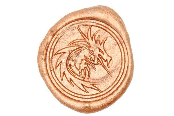 Fire Dragon Wax Seal Stamp - Backtozero B20 - Copper Gold, Dragon, genericlonghandle, Heraldic, Mythical Creatures