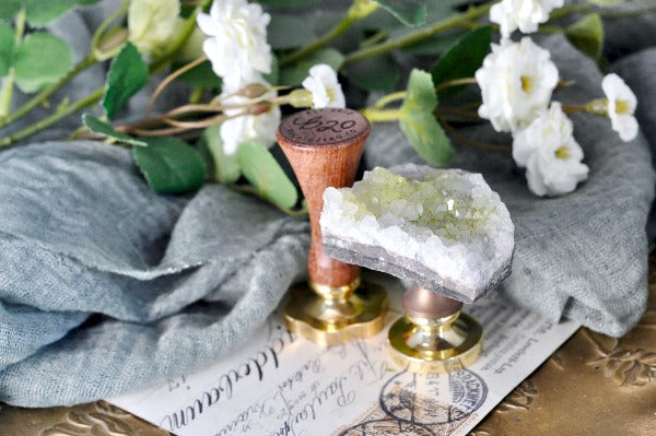 OOAK Dyed White Quartz Wax Seal Handle | Green - Backtozero B20 - crystal, dyed, handle, quartz, White quartz