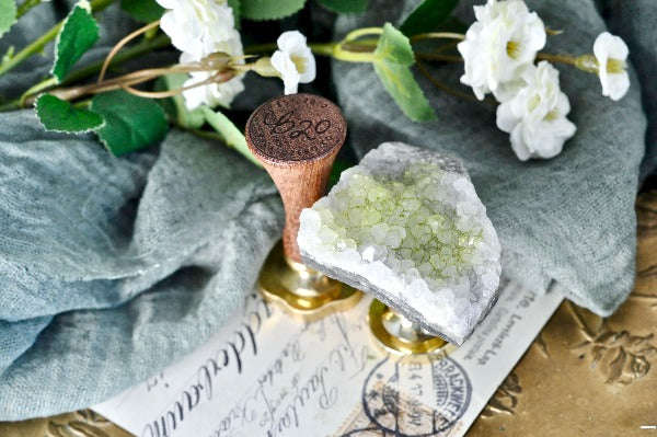 OOAK Dyed White Quartz Wax Seal Handle | Green - Backtozero B20 - crystal, dyed, handle, quartz, White quartz