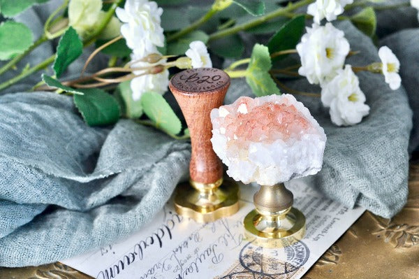 OOAK Dyed White Quartz Wax Seal Handle | Peach - Backtozero B20 - crystal, dyed, handle, quartz, White quartz