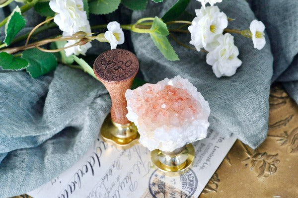 OOAK Dyed White Quartz Wax Seal Handle | Peach - Backtozero B20 - crystal, dyed, handle, quartz, White quartz