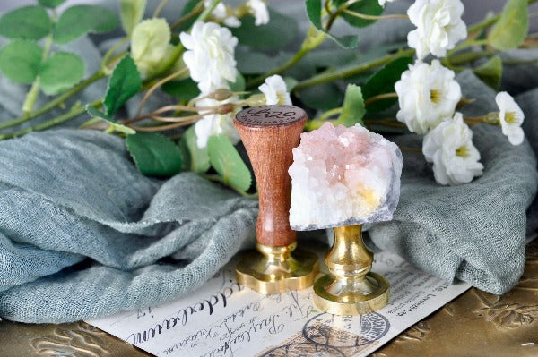 OOAK Dyed White Quartz Wax Seal Handle | Pink - Backtozero B20 - crystal, dyed, handle, quartz, White quartz