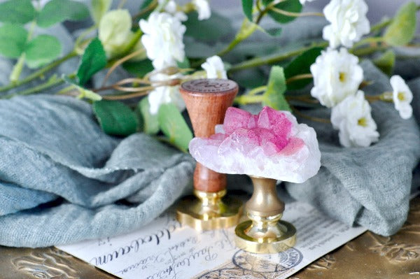 OOAK Dyed White Quartz Wax Seal Handle | Fuchsia - Backtozero B20 - crystal, dyed, handle, quartz, White quartz