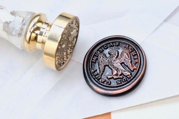 Eagle Latin Motto Wax Seal Stamp | S - Backtozero B20 - antique, Bird, focus, latin, latin motto, Message, Retro, Signature, signaturehandle