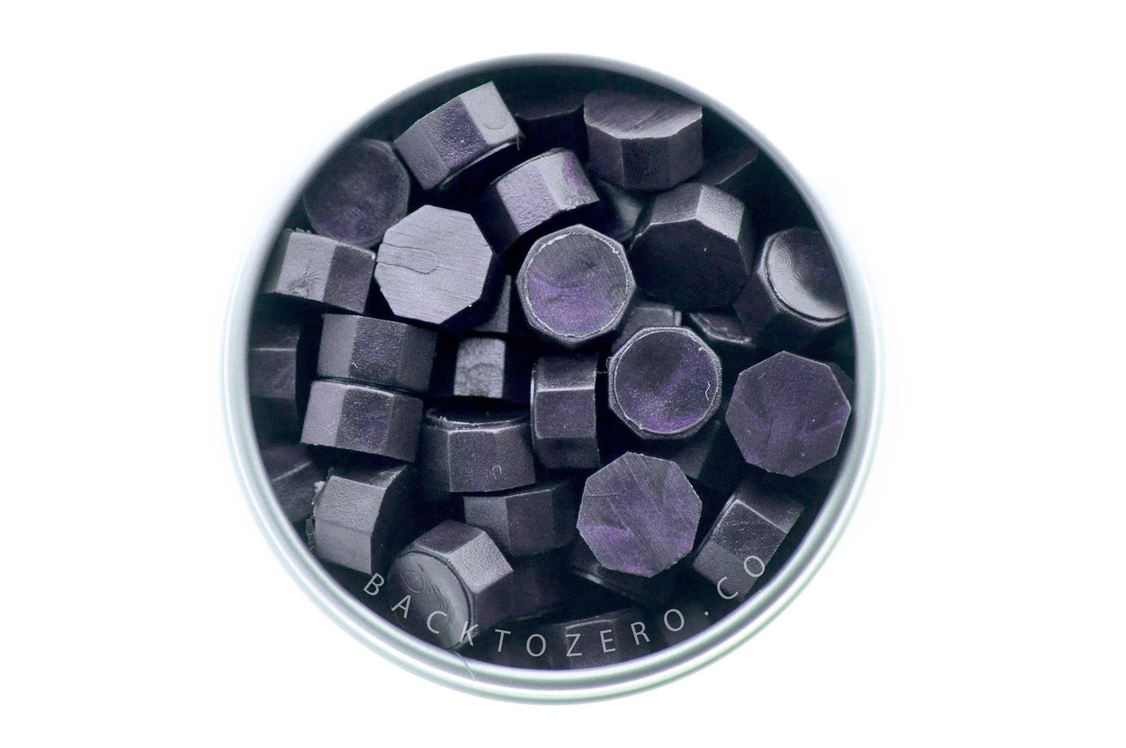 Eggplant Octagon Sealing Wax Beads - Backtozero B20 - dark purple, deep purple, eggplant, octagon bead, purple, sealing wax, tin, Wax Beads