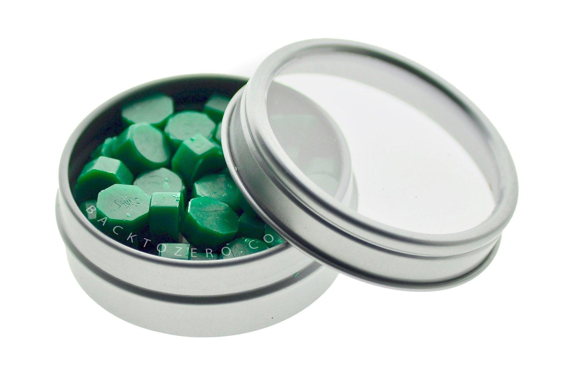 Emerald Octagon Sealing Wax Beads - Backtozero B20 - green, octagon bead, sealing wax, tin, Wax Beads