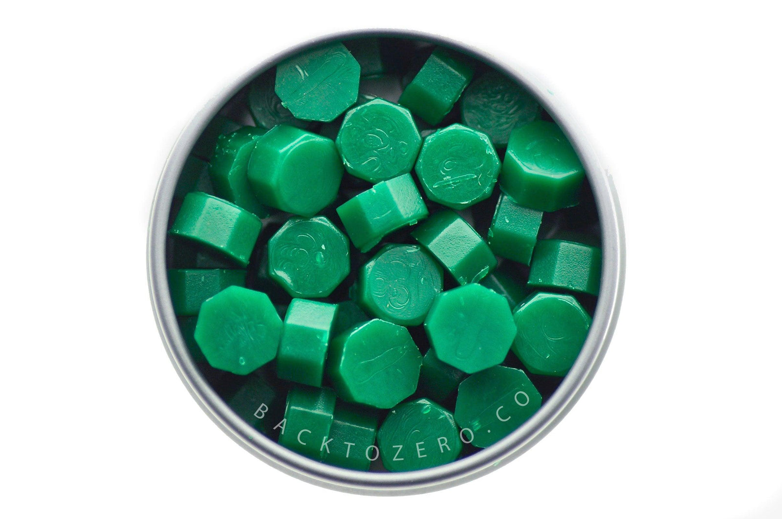 Emerald Octagon Sealing Wax Beads - Backtozero B20 - green, octagon bead, sealing wax, tin, Wax Beads