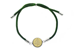 Fern Signet Bracelet - Backtozero B20 - 10mm, 12mm, adjustable, botanical, bracelet, brass, cord, cord bracelet, fern, green, leaf, minimal, plant, signet, signet bracelet, stainless steel, twist cord