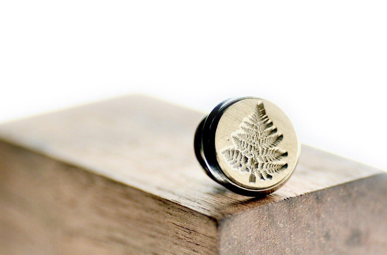 Fern Signet Pin - Backtozero B20 - 10mm, 12mm, 14mm, badge, botanic, Botanical, brass, brooch, him, Leaf, Leafs, pin, signet, stainless steel