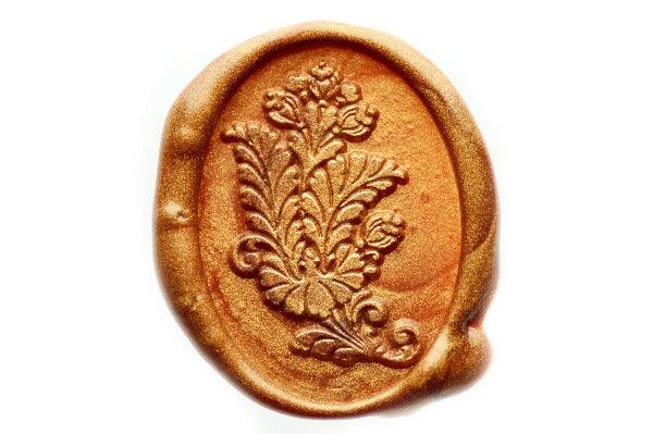 Floral Deco Wax Seal Stamp - Backtozero B20 - Copper Gold, Deco, Decorative, floral, Flower, genericlonghandle, Metallic, oval