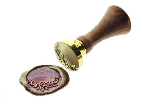 Floral Wreath Wax Seal Stamp - Backtozero B20 - blossom, Botanical, floral, Flower, Laurel Wreath, marble, marble wax, mixed wax, Nature, rose, Signature, signaturehandle, wreath