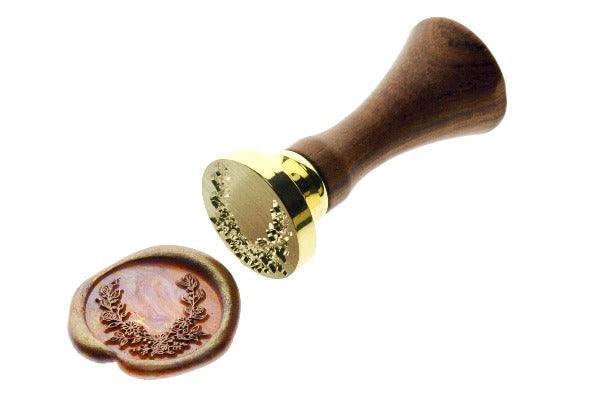 Floral Wreath Wax Seal Stamp - Backtozero B20 - blossom, Botanical, floral, Flower, Laurel Wreath, marble, marble wax, mixed wax, Nature, rose, Signature, signaturehandle, wreath